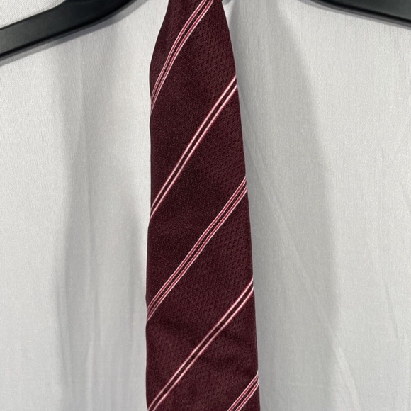 NEW $225 Emporio Armani Striped Silk Jacquard Tie in Burgundy‎ Red - Picture 4 of 11